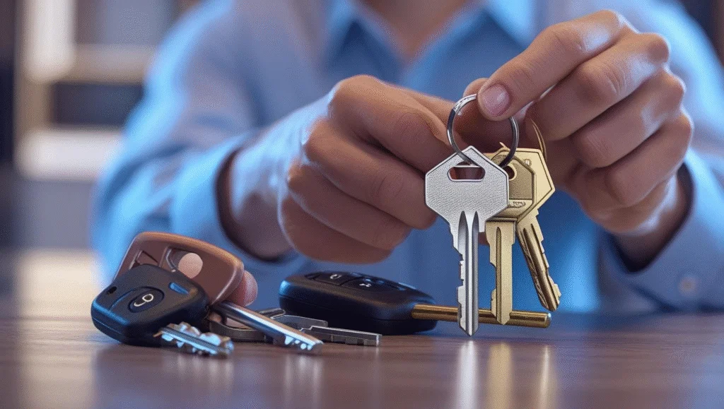 Locksmith holding keys – Key duplication, repair, replacement, and emergency locksmith services in Delhi by Key Maker Gurgaon.